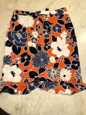 NWT Ann Taylor Navy and Orange Floral Skirt size 12